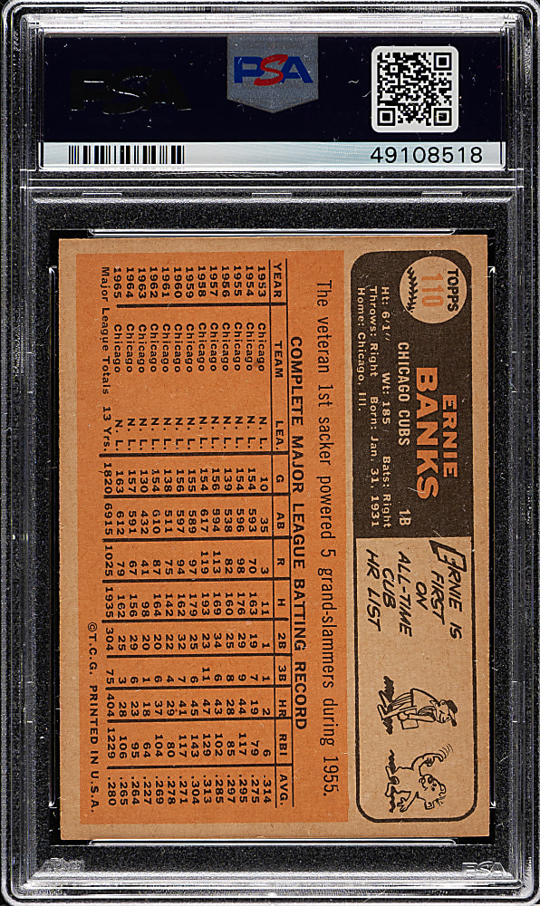 1966 Topps #110 Ernie Banks PSA EX-MT 6
