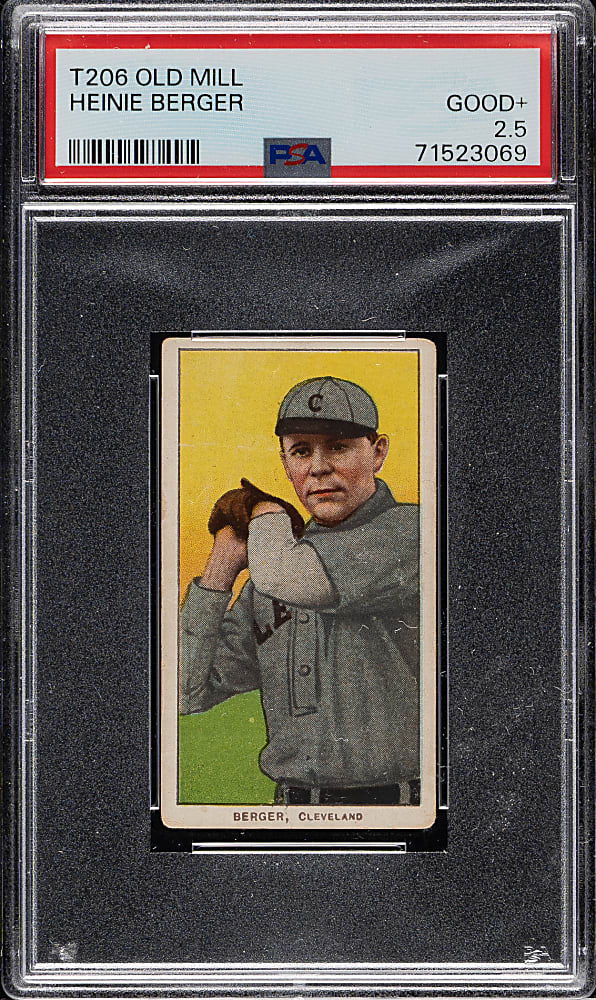 1909-1911 T206 White Border Heinie Berger PSA GOOD+ 2.5 - Old Mill Back
