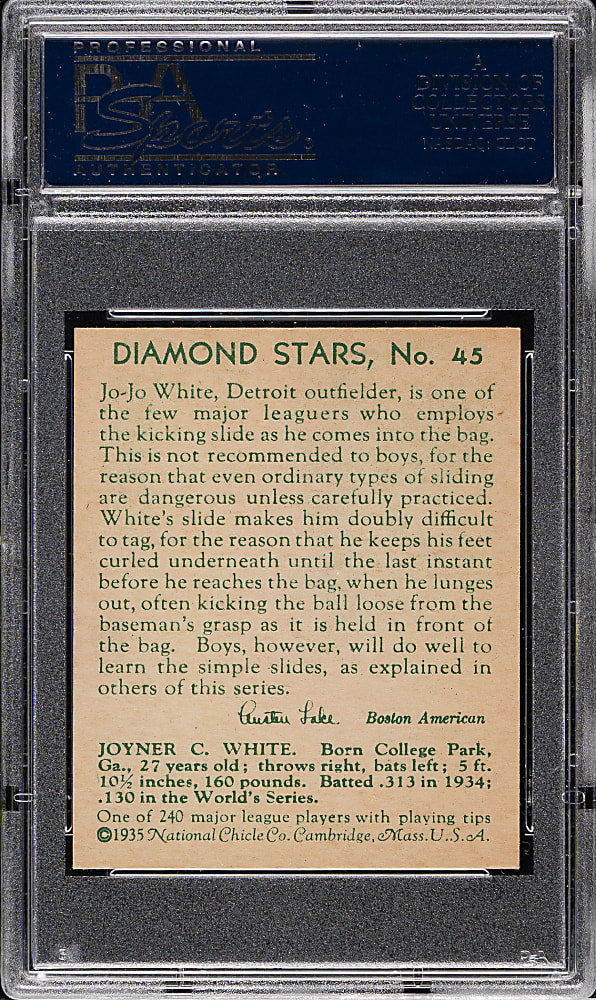 1934-1936 R327 Diamond Stars #45 Jo Jo White PSA NM+ 7.5