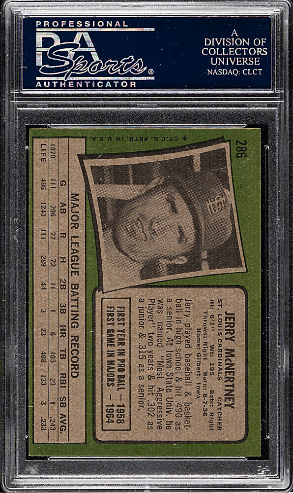 1971 Topps #286 Jerry McNertney PSA MINT 9