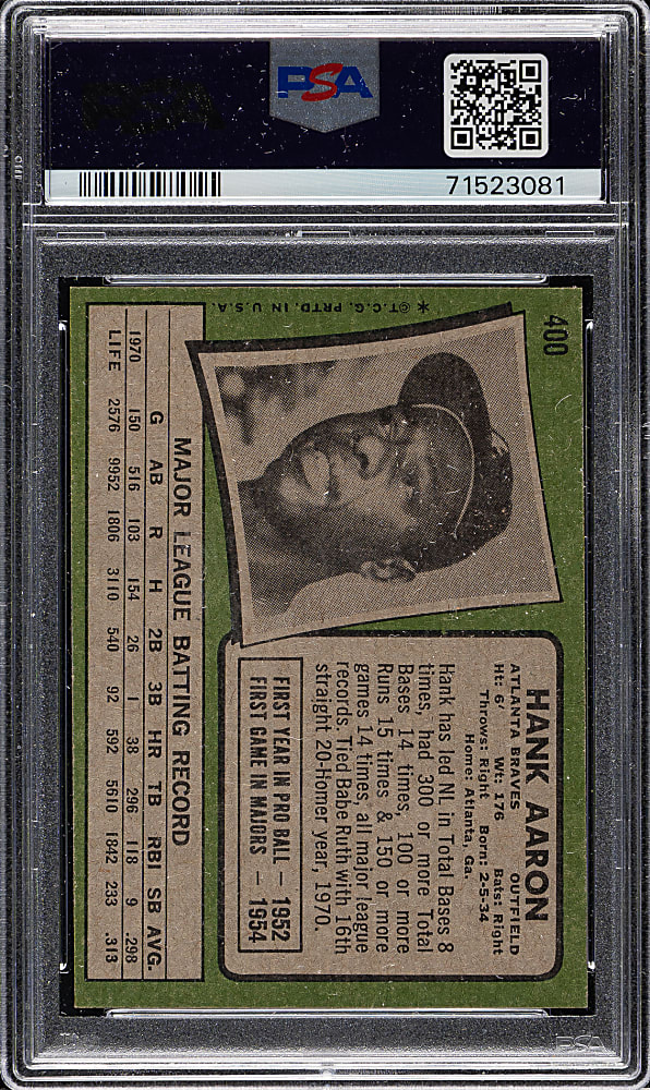 1971 Topps #400 Hank Aaron PSA NM 7