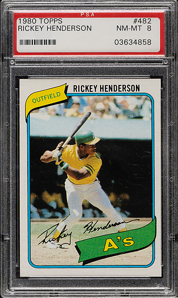 1980 Topps #482 Rickey Henderson Rookie PSA NM-MT 8