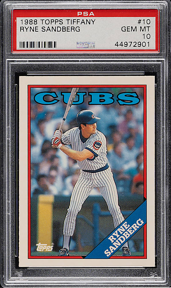 1988 Topps Tiffany #10 Ryne Sandberg PSA GEM MINT 10