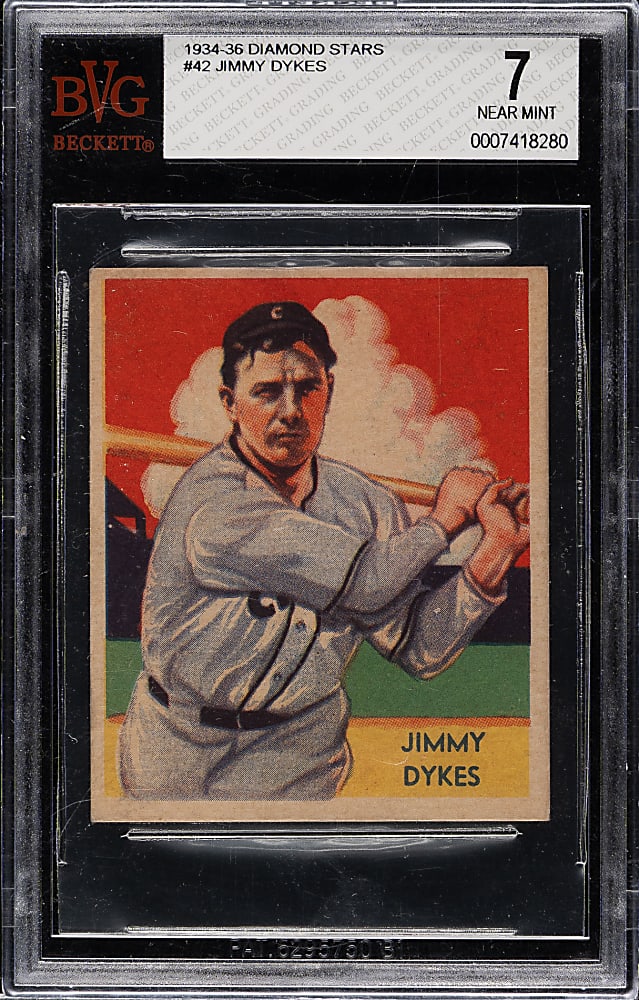 1934-1936 R327 Diamond Stars #42 Jimmy Dykes BVG NM 7