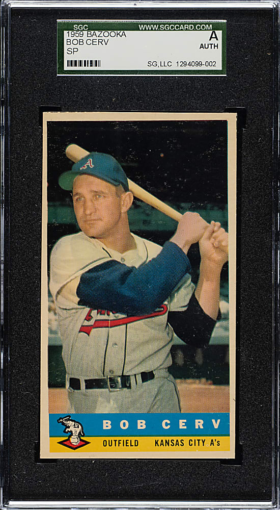 1959 Bazooka Bob Cerv Short Print SGC Authentic