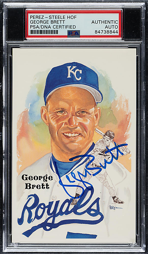 Signed 1981 Perez-Steele Hall of Fame Postcard George Brett - PSA/DNA