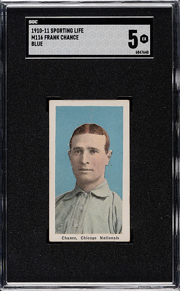 1910-1911 M116 Sporting Life Frank Chance Blue Background SGC EX 5
