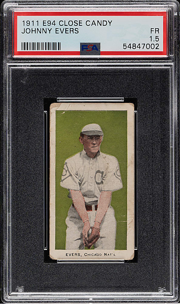 1911 E94 George Close Candy Johnny Evers PSA FAIR 1.5 - Green Background