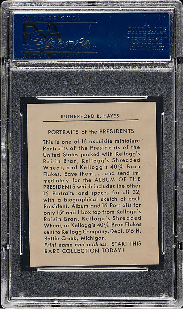 1946 Kellogg's "Portraits of the Presidents" #19 Rutherford B. Hayes PSA EX 5