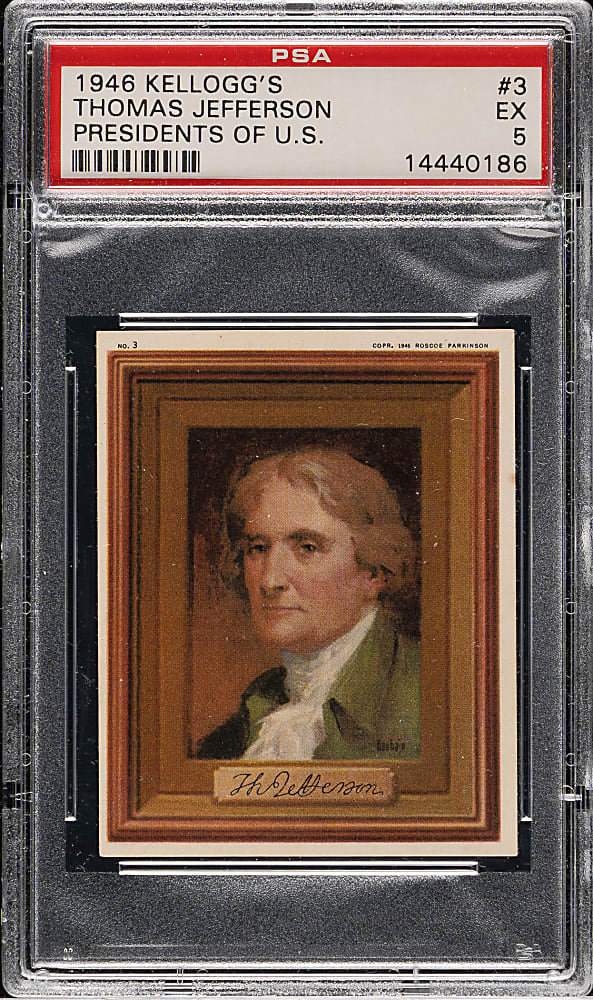 1946 Kellogg's "Portraits of the Presidents" #3 Thomas Jefferson PSA EX 5