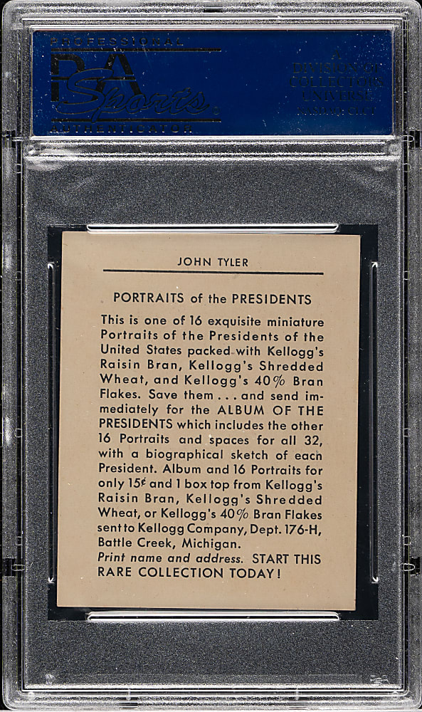 1946 Kellogg's "Portraits of the Presidents" #10 John Tyler PSA EX 5