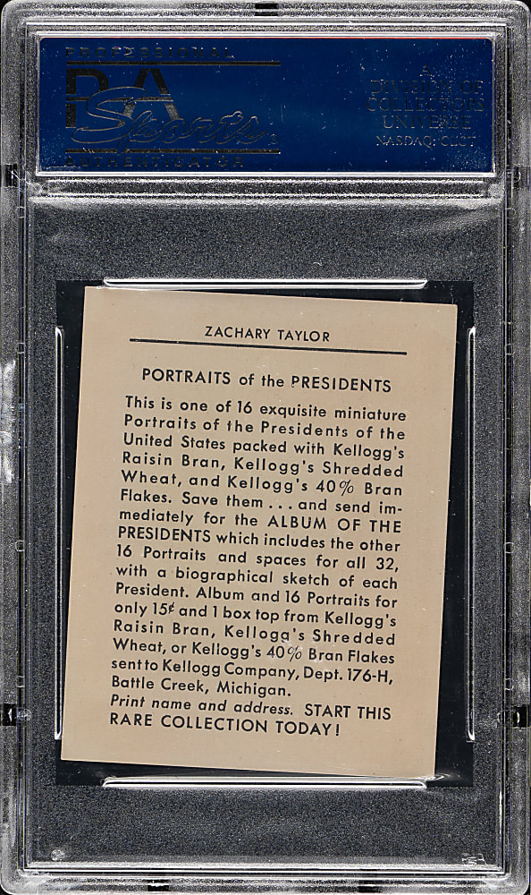 1946 Kellogg's "Portraits of the Presidents" #12 Zachary Taylor PSA EX 5