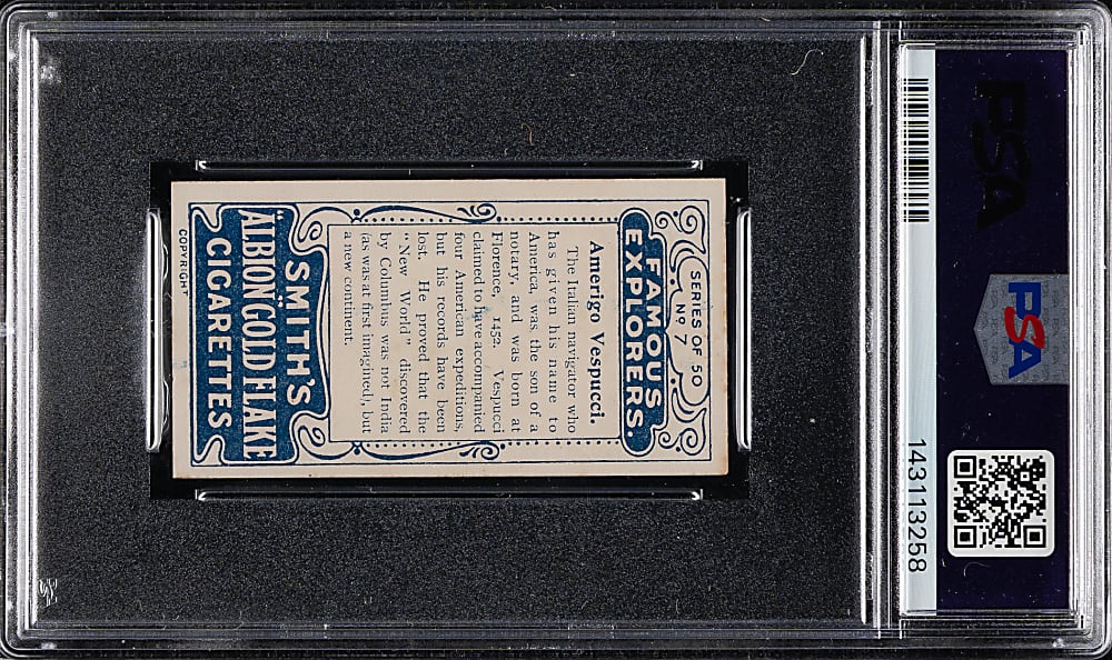 1911 F. & J. Smith "Famous Explorers" #7 Amerigo Vespucci PSA VG 3