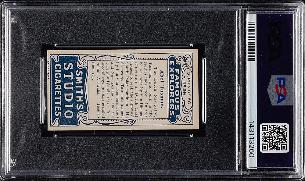 1911 F. & J. Smith "Famous Explorers" #26 Abel Tasman PSA GOOD+ 2.5