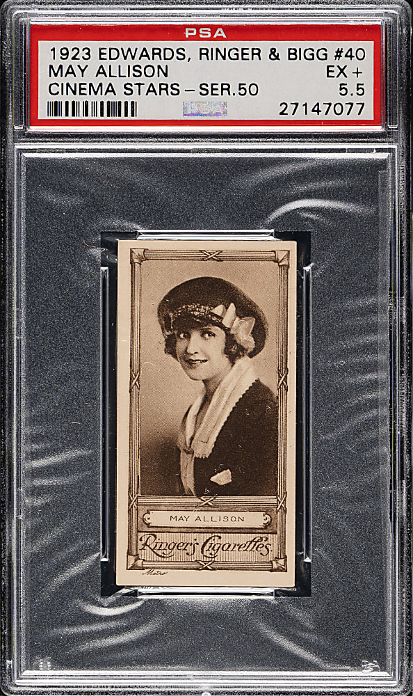 1923 Edwards, Ringer & Bigg "Cinema Stars" #40 May Allison PSA EX+ 5.5