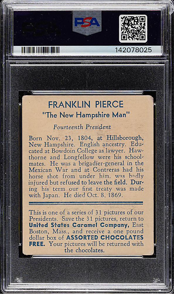 1932 R114 U.S. Caramel "Presidents" Franklin Pierce PSA GOOD 2