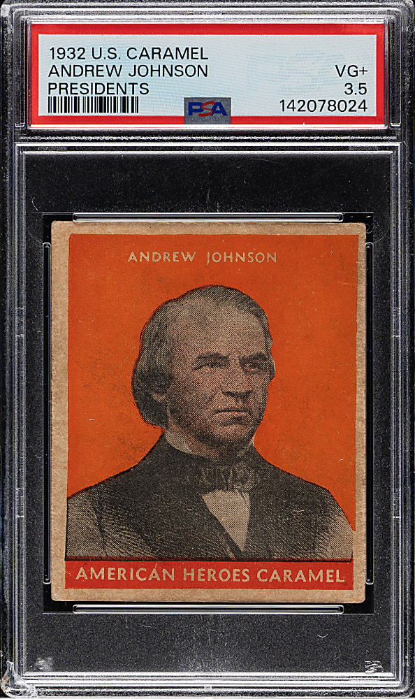 1932 R114 U.S. Caramel "Presidents" Andrew Johnson PSA VG+ 3.5