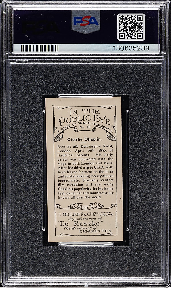 1930 J. Millhoff Co. "In The Public Eye" #18 Charlie Chaplin PSA EX-MT 6