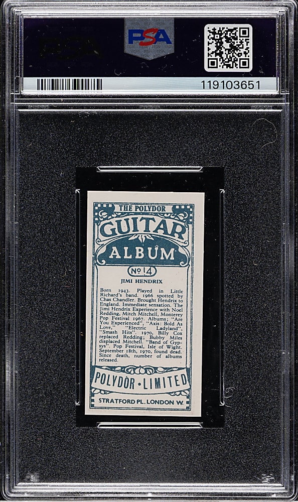 1975 Polydor Guitar Album #14 Jimi Hendrix PSA MINT 9 (OC)