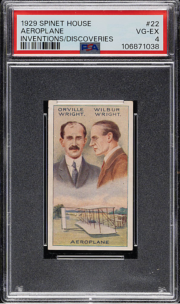 1929 Spinet House "Scientific Inventions and Discoveries" #22 Aeroplane (Orville & Wilbur Wright) PSA VG-EX 4