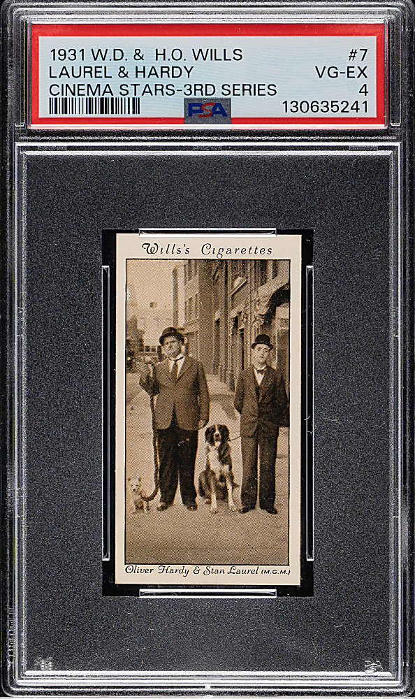 1931 W. D. & H. O. Wills Cinema Stars #7 Laurel & Hardy PSA VG-EX 4