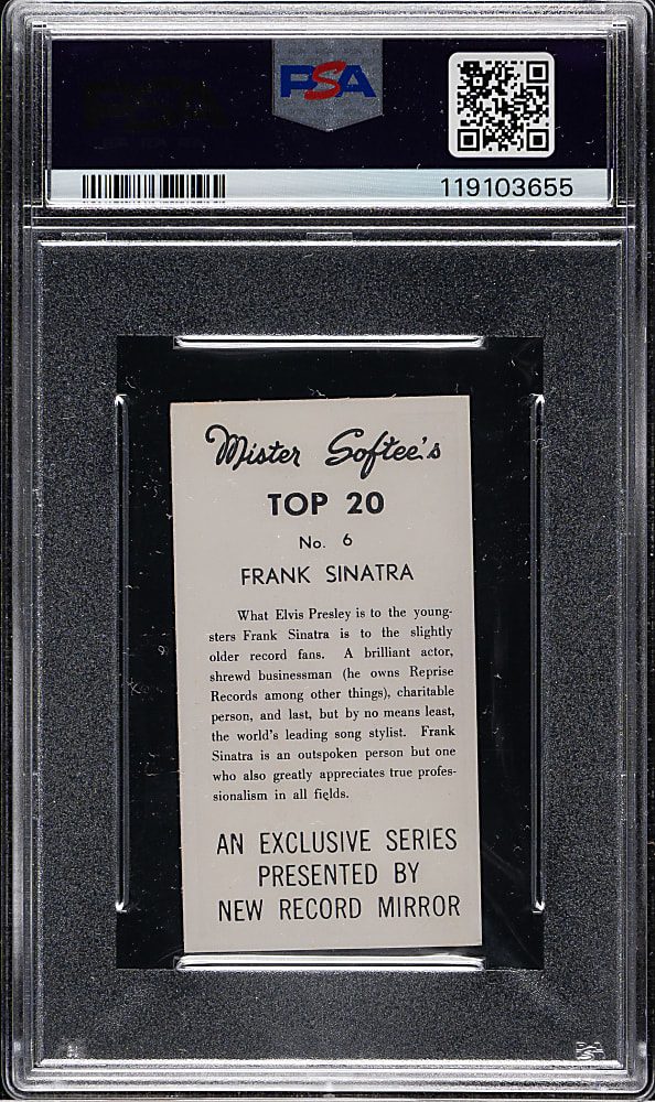 1963 Mister Softee's "Top 20" #6 Frank Sinatra PSA VG-EX 4