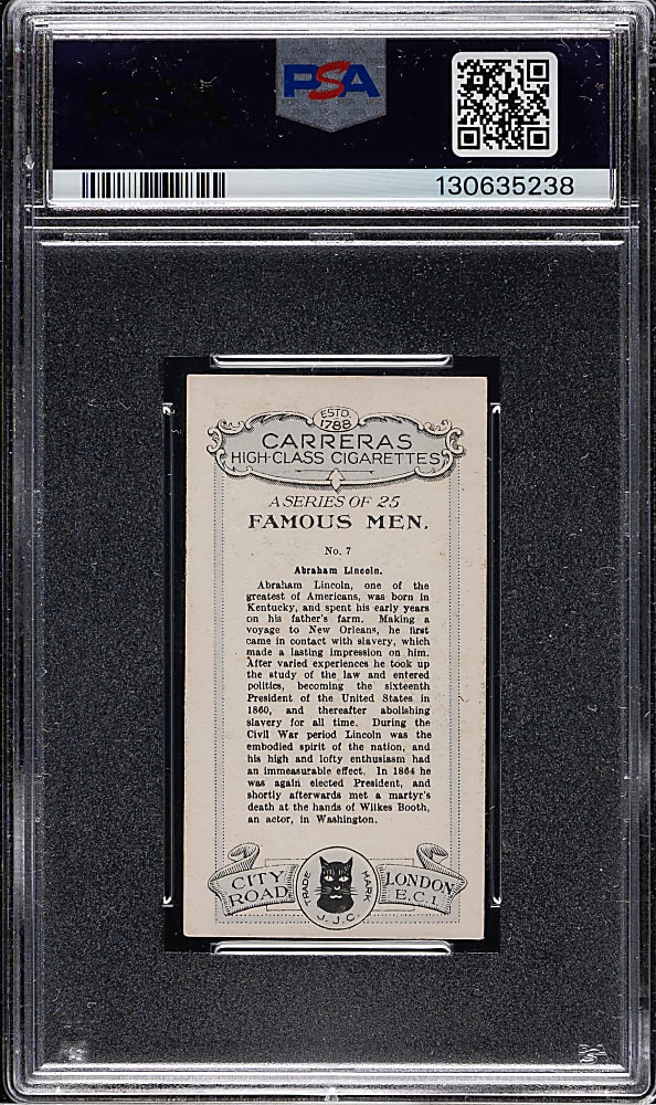 1927 Carreras Ltd. "Famous Men" #7 Abraham Lincoln PSA VG 3