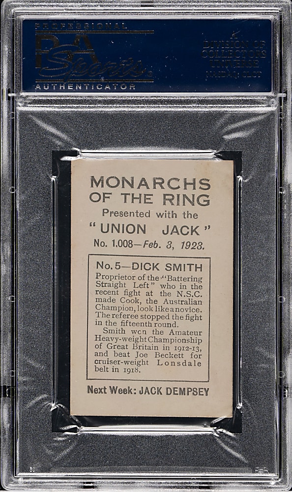 1923 Union Jack "Monarchs Of The Ring" Boxing #5 Dick Smith PSA EX 5