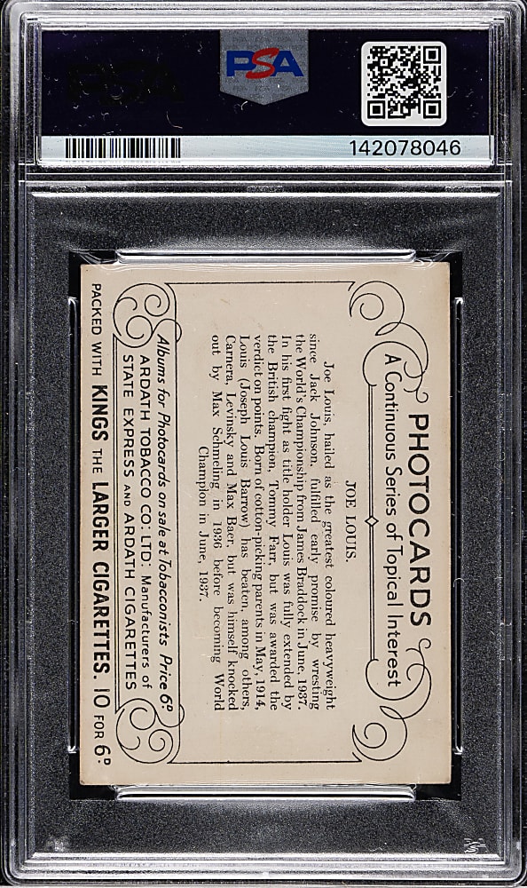 1937 Ardath Photocards Series of Topical Interest Boxing Joe Louis PSA VG 3