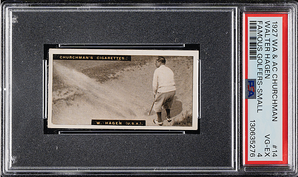 1927 W. A. & A. C. Churchman "Famous Golfers" (Small) #14 Walter Hagen PSA VG-EX 4