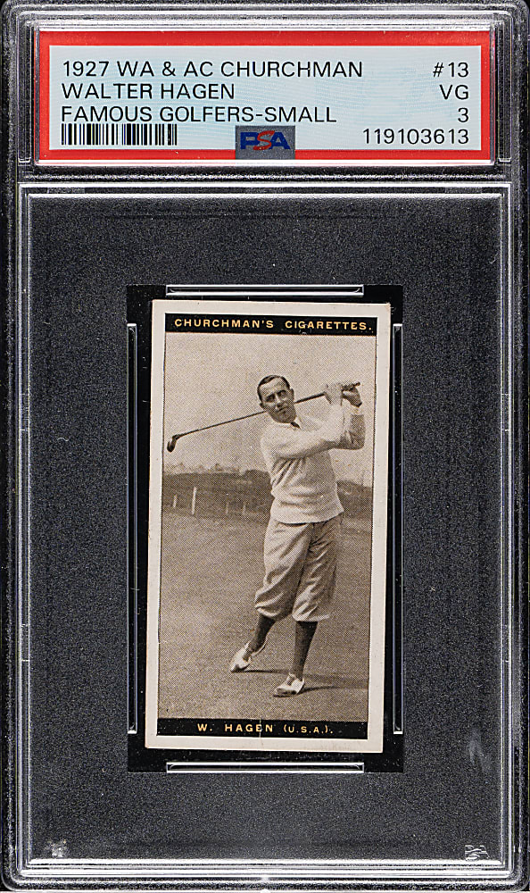 1927 W. A. & A. C. Churchman "Famous Golfers" (Small) #13 Walter Hagen PSA VG 3