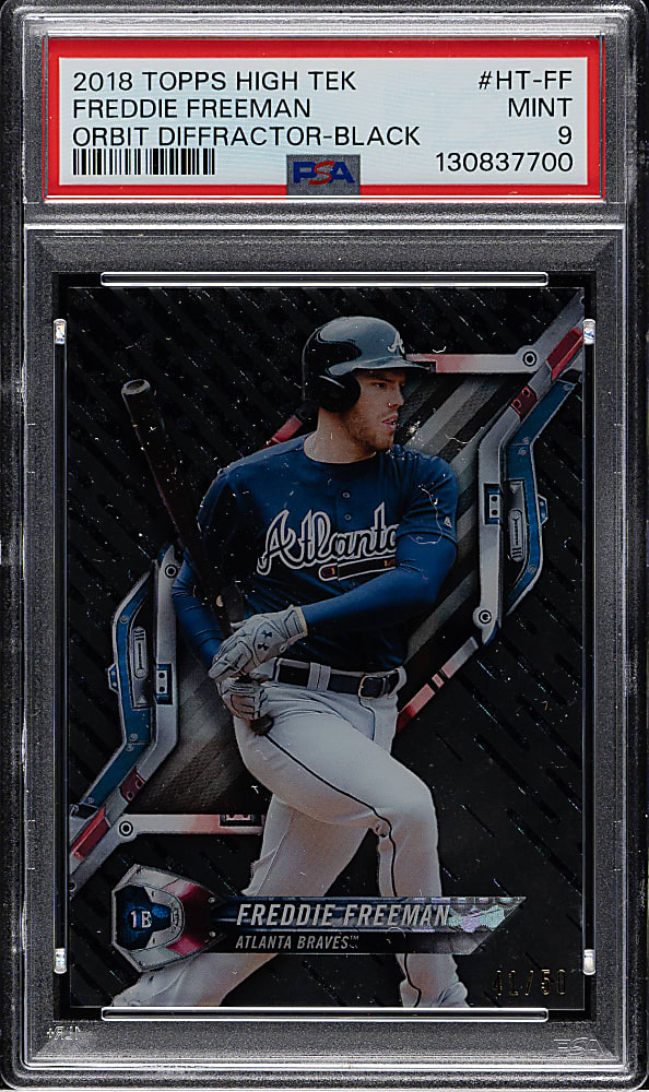 2018 Topps High Tek #HT-FF Freddie Freeman Orbit Diffractor Black #41/50 PSA MINT 9