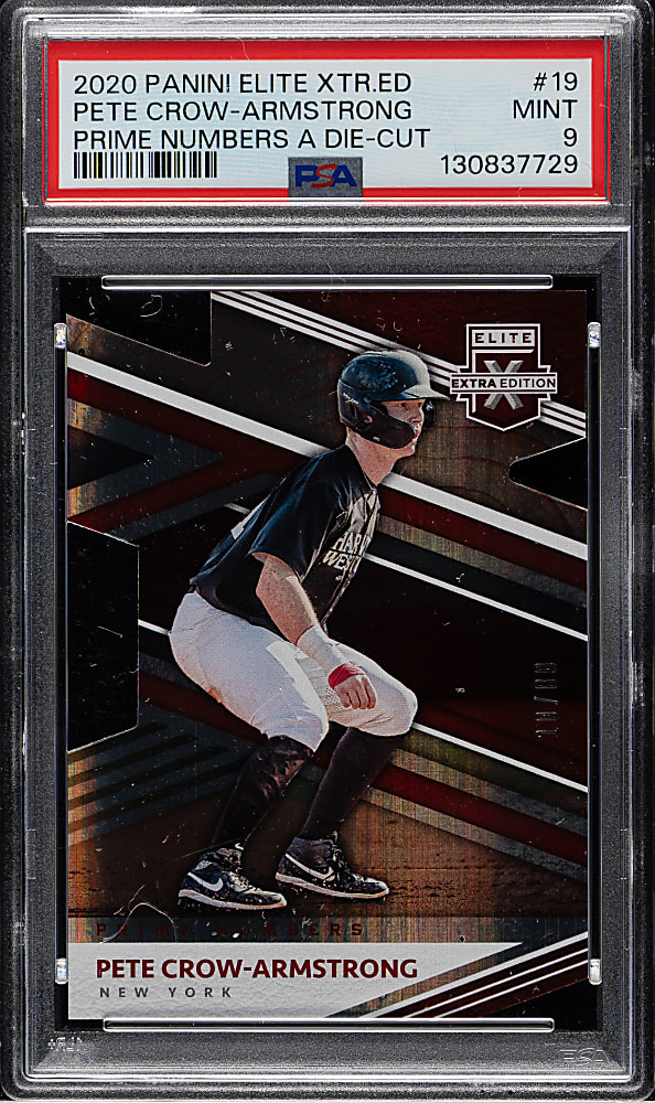 2020 Panini Elite Extra Edition #19 Pete Crow-Armstrong Prime Numbers A Die-Cut #10/80 PSA MINT 9