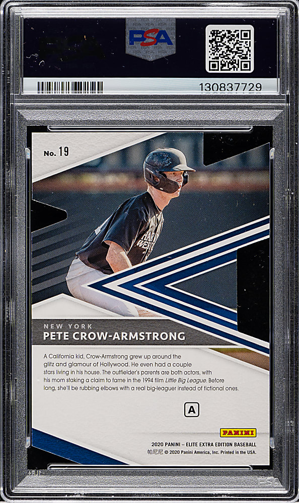 2020 Panini Elite Extra Edition #19 Pete Crow-Armstrong Prime Numbers A Die-Cut #10/80 PSA MINT 9