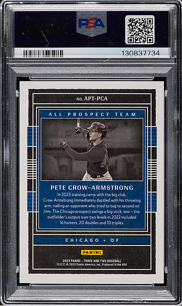 2023 Panini Three and Two All Prospect Team #APTPCA Pete Crow-Armstrong Holo Silver PSA MINT 9