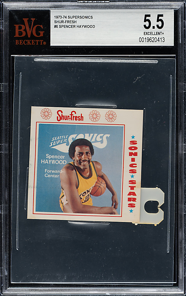 1973-1974 Shur-Fresh Bread Seattle Supersonics Basketball Spencer Haywood with Tab BVG EX+ 5.5
