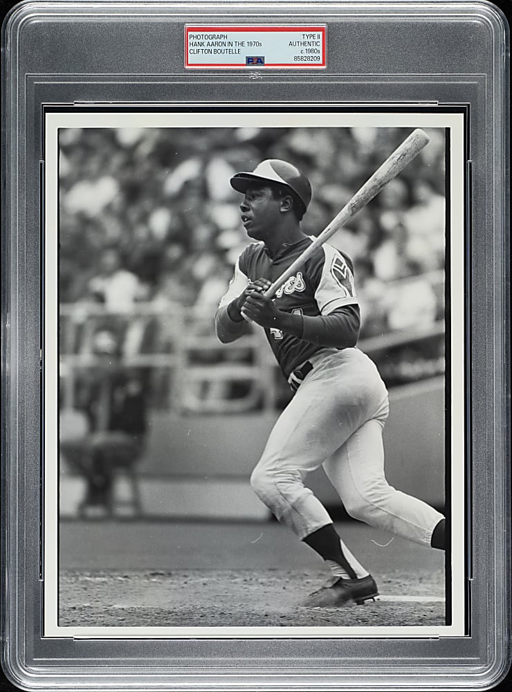 Circa 1980s Hank Aaron in the 1970s Vintage Clifton Boutelle Photograph PSA/DNA Type II