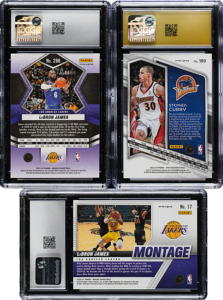 2020 to 2023 Panini Mosaic and Spectra Basketball CGC-Graded Trio: LeBron James and Stephen Curry