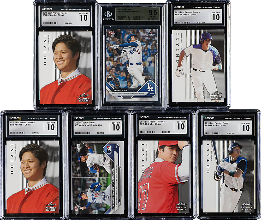 2018 and 2025 Topps Now and Leaf Premier Rookies CGC- and BGS-Graded Collection (7) Including Shohei Ohtani Rookie