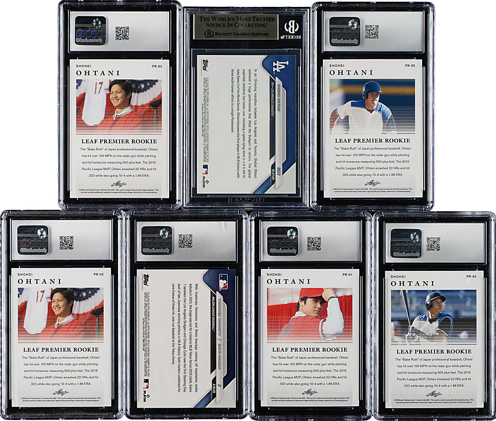 2018 and 2025 Topps Now and Leaf Premier Rookies CGC- and BGS-Graded Collection (7) Including Shohei Ohtani Rookie