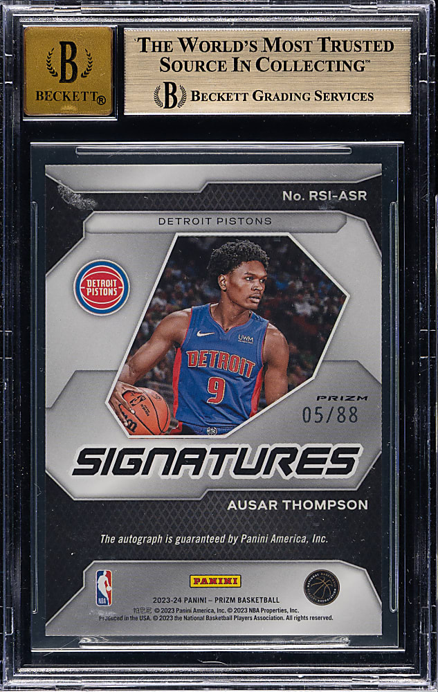 2023-2024 Panini Prizm Rookie Signatures Prizms Choice Basketball #RSI-ASR Ausar Thompson #5/88 BGS GEM MINT 9.5 with GEM MINT 10 Signature