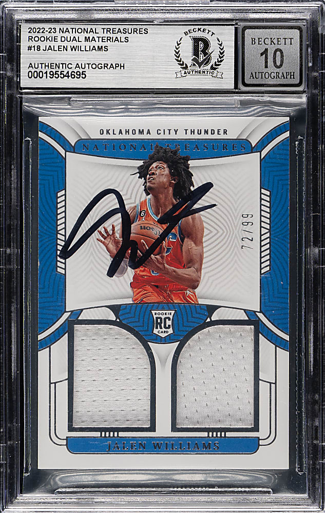 2023-2024 Panini National Treasures Rookie Dual Materials Basketball #RD-JOT Jalen Williams #72/99 Beckett GEM MINT 10