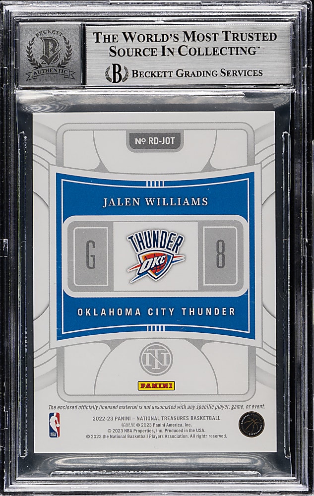 2023-2024 Panini National Treasures Rookie Dual Materials Basketball #RD-JOT Jalen Williams #72/99 Beckett GEM MINT 10