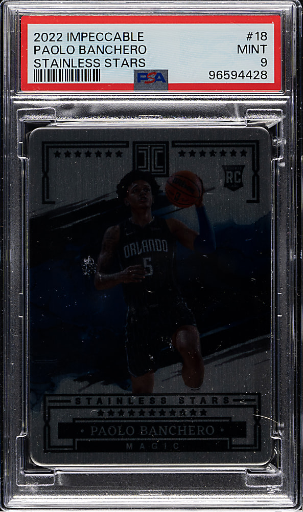 2022-2023 Panini Impeccable Stainless Stars Basketball #18 Paolo Banchero #5/99 PSA MINT 9