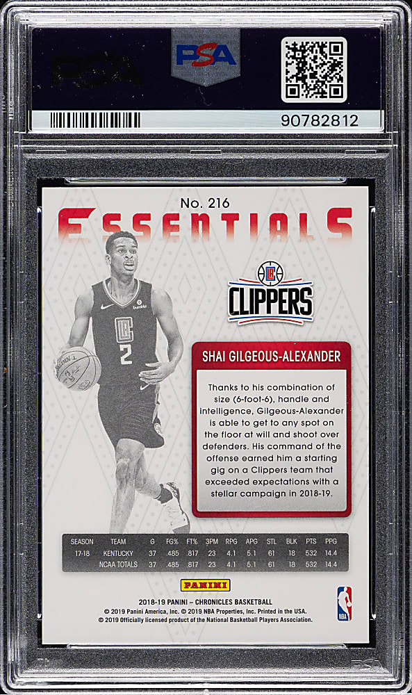 2018 Panini Chronicles Basketball #216 Shai Gilgeous-Alexander PSA GEM MINT 10