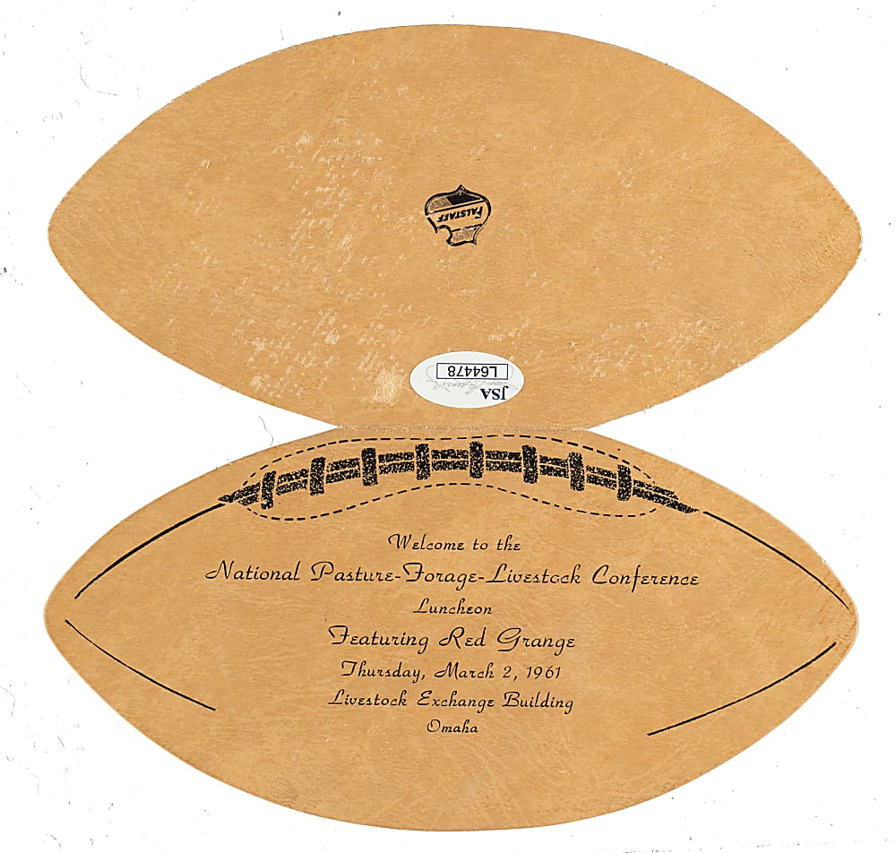1961 Red Grange Signed Conference Program - JSA