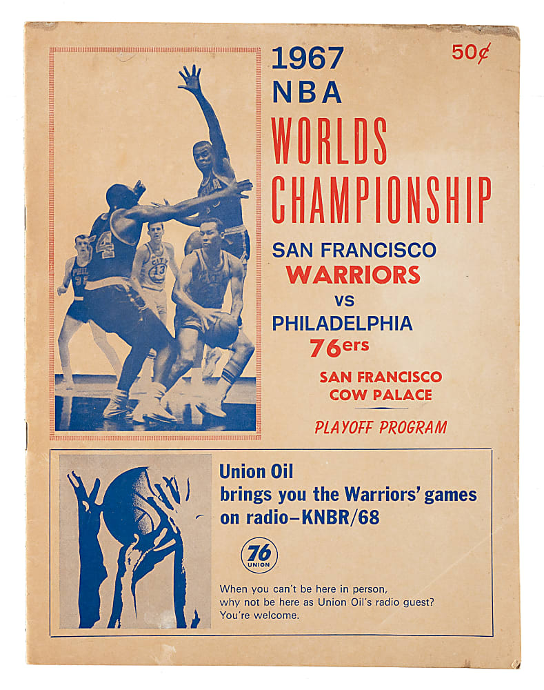 April 24, 1967 NBA Championship Game 6 (Philadelphia 76ers vs. San Francisco Warriors) Program - Scored with Wilt Chamberlain in Lineup