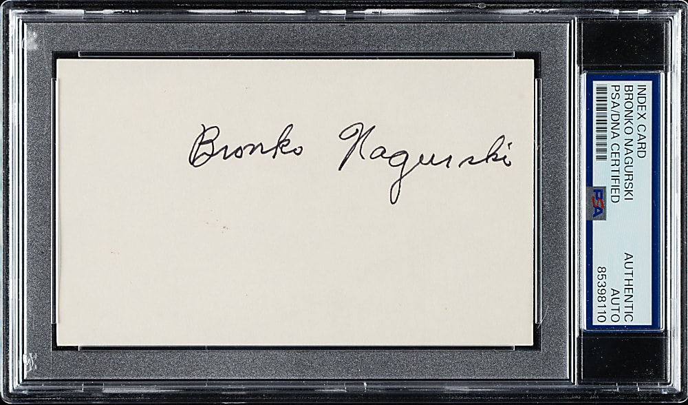 Bronko Nagurski Signed Index Card - PSA/DNA