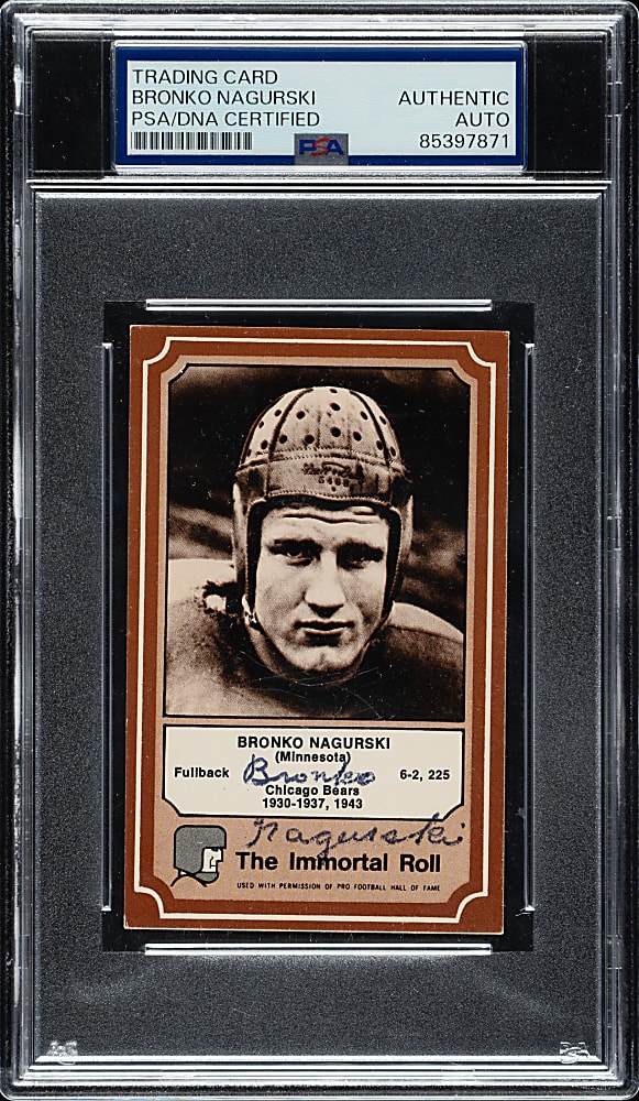 Signed 1975 Fleer Immortals #3 Bronko Nagurski - PSA/DNA