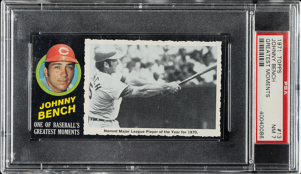 1971 Topps Greatest Moments #13 Johnny Bench PSA NM 7